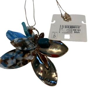 Colorful gold mixed turquoise greens Pendant Necklace